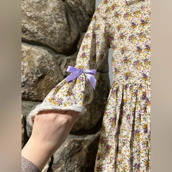 Vintage Handmade Floral Midi Dress with Purple Accents - Picture 6 of 11